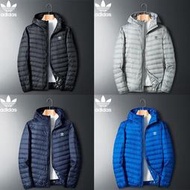 現貨adidas羽絨外套 愛迪達外套 羽絨馬甲保暖外套 三葉草連帽外套 防風外套 超輕量運動外套休閒薄外套 大碼夾克外套