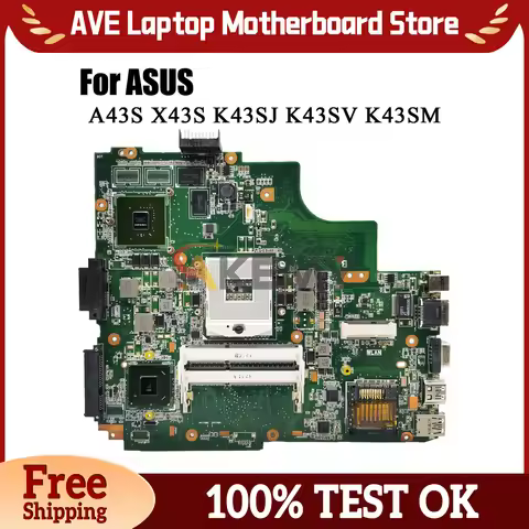 K43SV Laptop Motherboard For ASUS K43SD X43S K43S A43S K43SJ K43SM K43SV Notebook Mainboard in stock
