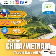 MimoX eSIM♕ 【China/Vietnam】 CMLink UNLMITED HOTSPOT (No need VPN FOR WS, YOUTUBE, INS AND FACEBOOK)🔥