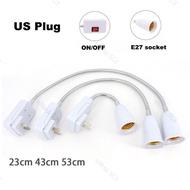 23cm 43cm 53cm AC 110V 220V E27 US plug Lamp Bulb Flexible Light Bases Holder Switch Adapter power S