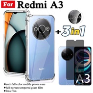 Redmi A3 Shockproof Phone Case for Redmi A3 A3X Anti Spy Privacy Full Coverage Tempered Glass Screen