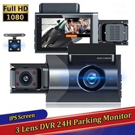 X Car DVR Dashcam 3-Channel Front Inside Rear View Camera 3” FHD 1080P Video Recorder Registrator 2