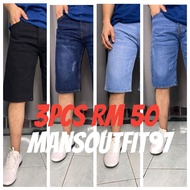 3 Helai rm50 short pant jeans ready stock  28-40
