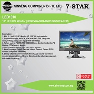 7-STAR* 10 Inch IPS LED Monitor with Safety Mark Adaptor (HDMI/VGA/RCA/BNC/USB/SPEAKER/REMOTE CONTRO