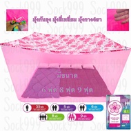 Square Color 4-Legged Mosquito Net Size 6 Feet 8 9 Patterned Roof