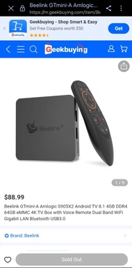 （原價$699）大厰外國品牌 Beelink Andriod 電視盒仔 Beelink andriod TV box NEW 全新 無線連接手機Beelink GT1 mini 4K電視盒
