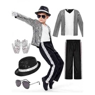 Boys 80s Fancy Dress Kids Dance Star Costume 90s Stage Party Outfits Boy Girl Clothing set Metallic 