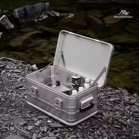 MOUNTAINHIKER Outdoor Storage Box Camping Picnic Travel Aluminum Alloy Large Capacity Box Silver Sto