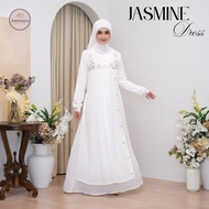 AMMARA FASHION | Jasmine DRESS Gamis White Black Ceruty Babydol Premium Embroidery Akad Manasik Hajj