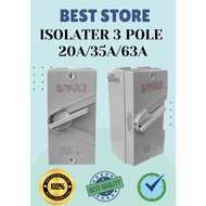 HIGH QUALITYWeatherproof Isolator 3 Phase/Pole Switch 20A / 35A / 63A EV CHARGE SWITCH ON/OFF
