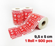 Sticker Label Fragile 500 pcs Handle With Care Stiker Hati-Hati Awas Pecah 95 x 5 cm (1 roll/ 500 pc