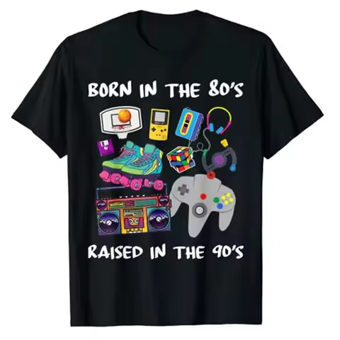 Born in The 80's Raised in The 90's T-Shirt Retro Style 80s 90s Graphic Tshirts Hobbies Lover Vintag