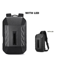 OZUKO เปลือกแข็งกระเป๋าเป้สะพายหลังผู้ชายอเนกประสงค์กันขโมยกันน้ำอัจฉริยะเจ๋งกระเป๋าเป้ธุรกิจไฟ Led