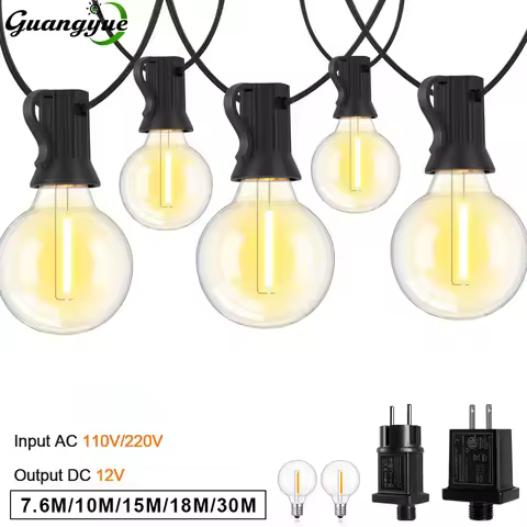 G40 LED String Light E12 DC12V Wide Voltage Output Shatterproof Vintage Light Strings for Patio Balc