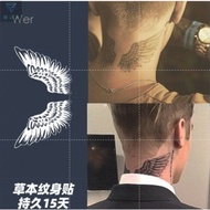Celebrity Neck Same Style Wings Juice Tattoo Stickers Waterproof Men Women Long-Lasting Herbal Black