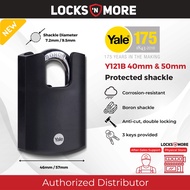 (LATEST 2021) YALE Y121B BLACK ANTI CUT BORON PADLOCK WITH PROTECTED SHACKLE