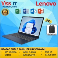 LENOVO IDEAPAD SLIM 3 16IRH10R 83K5000WMJ / 83K5000XMJ (C5-210H, 16GB, 512GB SSD,16", WUXGA, WIN11) 