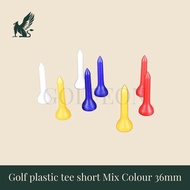 Golf Plastic Tee Short Mix Color 36mm-Golf Plastic Short Durable