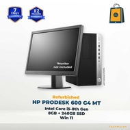 Desktop HP PRODESK 600 G4 MT  - Intel Core i5-8th Gen | 8GB RAM + 240GB SSD| Windows 11 | 12 Months 