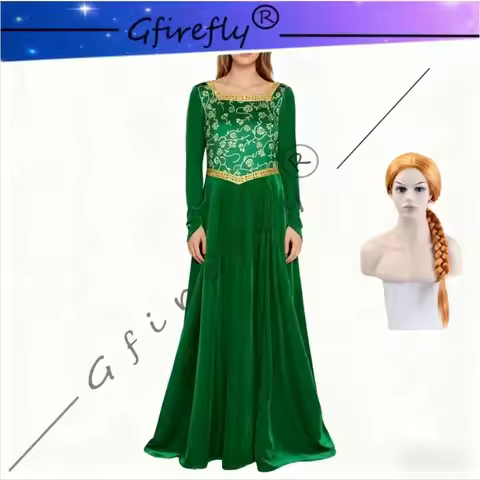 Monster Shrek Cosplay Costume Green Dress Princess Fiona Cosplay Stage Performance Halloween Party A