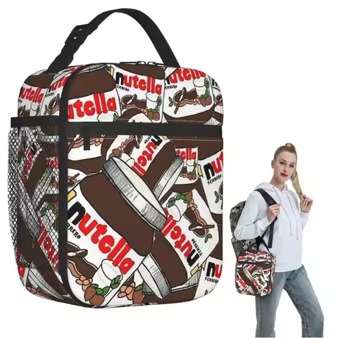 Jar Of Nutella Chocolate Insulated Lunch Bag for Women Children Portable Food Boxes Thermal Lunch Bo