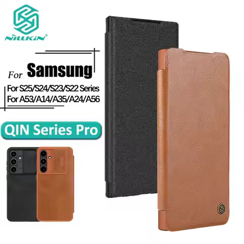 Nillkin For Samsung Galaxy S24 FE S25 Edge S23 Plus Ultra A56 A53 A24 A35 Flip QIN Pro QIN ProP Leat