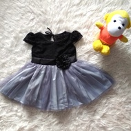 Baju Dress Pesta Anak Bayi Perempuan Brokat Rok Tile Hitam Abu