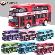 VANES Diecast Cars Toy Toddlers Child Gifts For Kids Vehicle Set Toy Vehicles Car Bus Model Educational Toys FLashing With Music Double Decker Bus