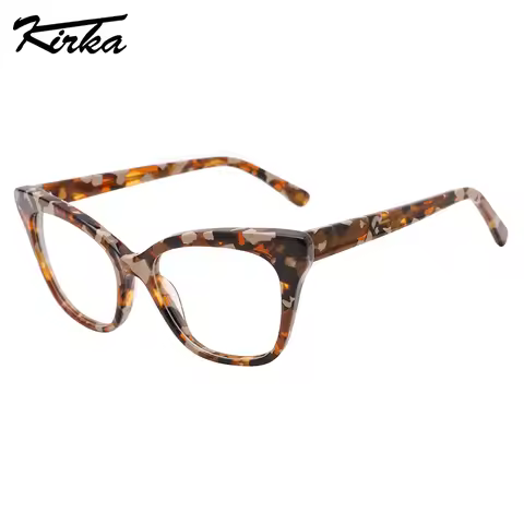 Kirka Female Eyewear Acetate Flat Cat Eye Single Transparent Colors Frames Optical Prescription Glas