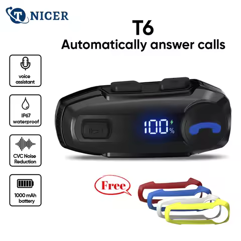 TNICER T6 Bluetooth Motorcycle Helmet Headset BT5.2 Wireless Riding Headphone Anti-interference Moto
