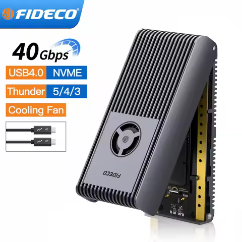 FIDECO USB4 NVMe SSD Enclosure with Cooling Fan Thunderbolt 3/4 & USB-C Compatible M.2 PCIe 4.0 40Gb