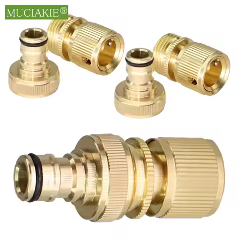 Garden Hose Quick Connect Male Female Solid Brass Water Pipe Fittings GHT 3/4 Inch Threaded Quick Co