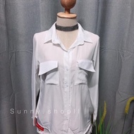 🔆Sunny🔆Basic Shirt:: เสื้อเชิ้ตกระเป๋าคู่ปกเฉียง เสื้อเชิ้ตคอปกคละสี ผ้ามัสลินนิ่มมากกก