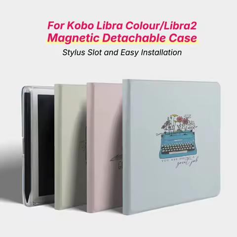 Murmole for Kobo Libra Colour Libra2 Detachable Magnetic Case Cover Acrylic Clear Back Sleep Floral 