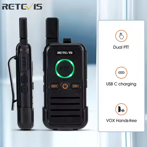 Retevis RB645 Walkie Talkie Dual PTT Professional Walkie-talkie Portable PMR446 Two Way Radio VOX US