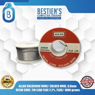 ALLAN SOLDERING WIRE/ SOLDER WIRE, 0.8mm RESIN CORE, TIN LEAD FLUX 2.2%, 2LBS/ 1000 grams