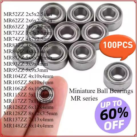 100pcs MR Series MR52ZZ MR63ZZ MR85ZZ MR95ZZ MR128ZZ MR137ZZ Bearing Metal Shielded Ball Bearings MR