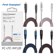 First Champion MFi 認證 USB-C 至 Lightning 充電傳輸線- 尼龍編織配鋁合金-120cm/FC-LTC-NY120 顏色隨機