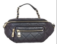 90%新 Chanel 幻彩深紫色荔枝牛皮手挽腰包 側咩袋