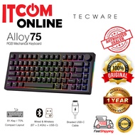 TECWARE ALLOY75 TRI-MODE SWITCH BLUETOOTH WIRELESS MECHANICAL KEYBOARD (TWKB-AL75-BKRD) LINEAR RED B