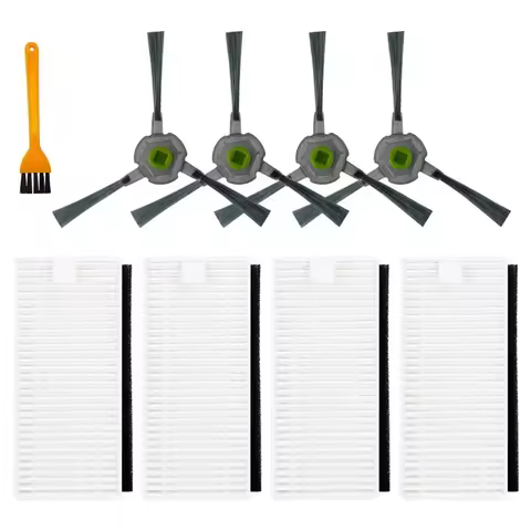 4pcs Side Brush+4pcs Filter+1pc Cleaning Brush For U180 M210 Pro M201 L3 Robot Vacuum Cleaner Replac