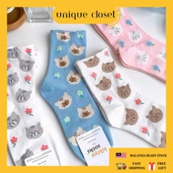 [Vivid Color] Unique Closet 1 Pair Cat Cute Sock Korea Socks Women Stocking Women Stoking Stokin Muslimah 襪子襪子