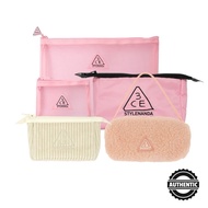 3CE POUCH / STYLENANDA / NEW DESIGN/ Corduroy / Dumble / Mesh/ Pink /COSMETIC POUCH/ Make up Pouch