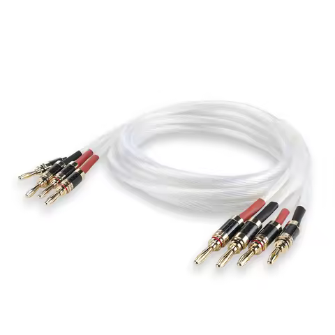 AIYIMA 1Pair 1.8m HiFi Speaker Cable Single Crystal Copper with Silver and 24K Gold Plug Banana Plug