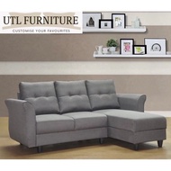 UTL N034 Simple L shape Sofa [Can choose Casa Leather or Water Resistance Fabric] [Free Delivery in West Malaysia]