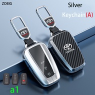 Zobig Hợp kim kẽm + ABS Kiểu sợi Carbon chìa khóa xe Bìa trường hợp phù hợp cho 2024 TOYOTA CHR Prad