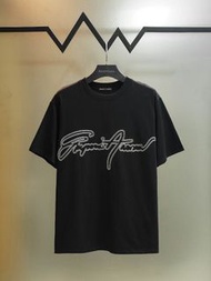 Emporio Armani 黑色刺繡短袖T恤