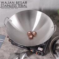 Large Frying Pan 43cm 47cm 50cm Thick Stainless Steel Frying Pan Frying Pan Wok