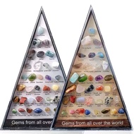 Rock and Mineral Educational Display Case, 36pcs Geology Gem Kit Collection For Kids, Natural Crysta