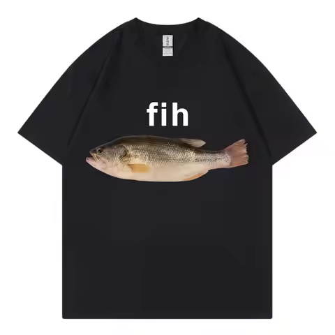 Funny Fih Fish Meme T-shirt High Quality Fashion Short Sleeve T Shirts Men Women Casual Loose Cotton